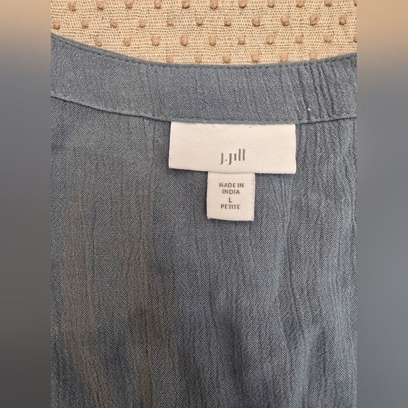 J. JILL Top Womens Lp Pintuck Crinkle Peasant Blouse Blue Balloon Sleeve… - Picture 2 of 9